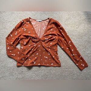 Abercrombie & Fitch Rust Brown Floral Top